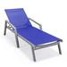 LeisureMod Marlin Patio Chaise Lounge Chair With Armrests in Grey Aluminum Frame - Leisuremod MLAGR-77NBU