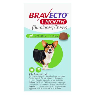 Bravecto 1-Month Chew For Medium Dogs 22-44lbs (Green) 1 Chew