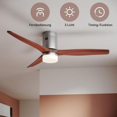 Deckenventilator 52' mit beleuchtung und fernbedienung 3 Verstellbare led Licht Holz Nickel