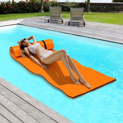 Goplus - 210x66cm Wasserhaengematte mit Kissen, Schwimmbett bis zu 70 kg Belastbar, Aufrollbare Image