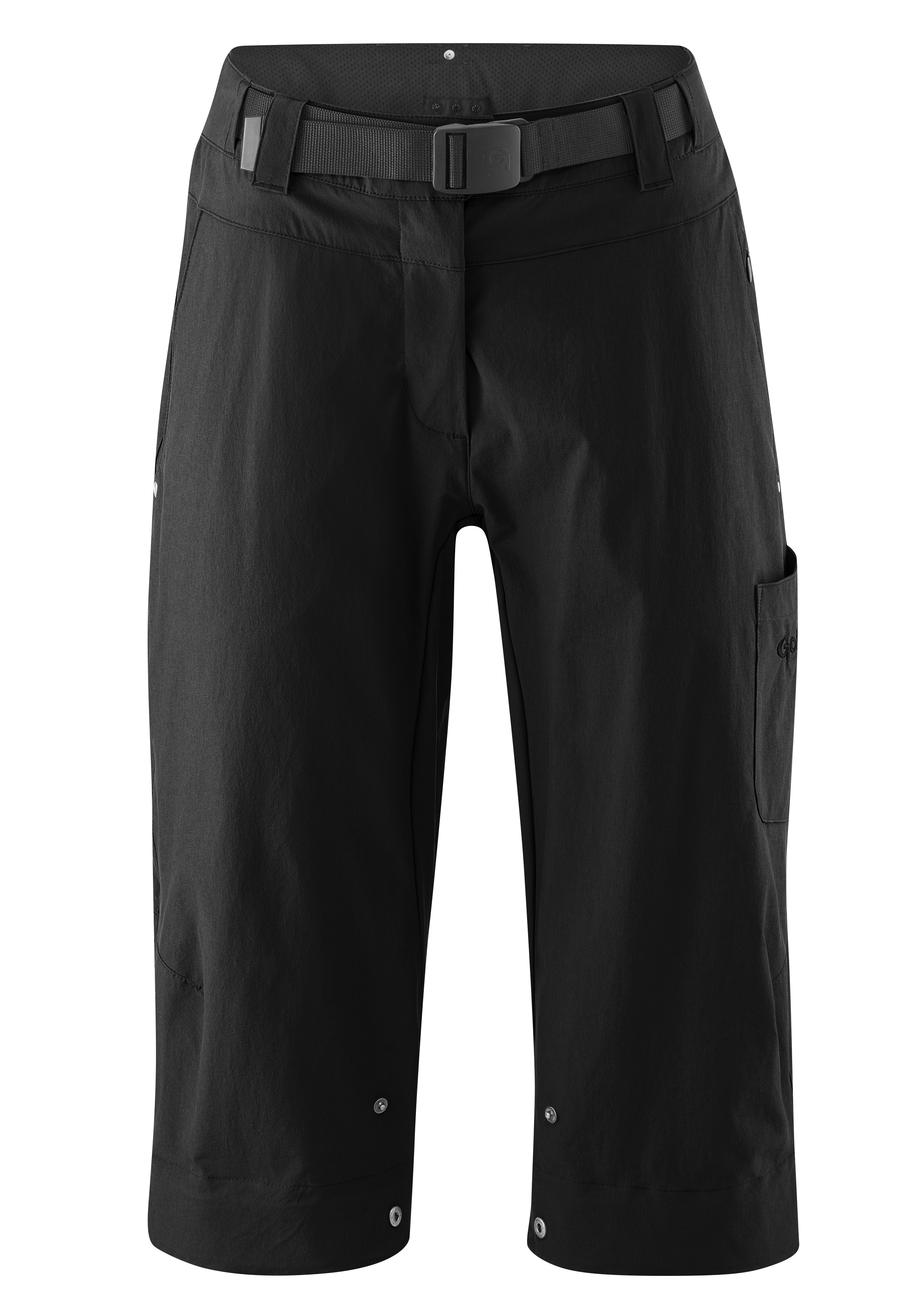 Fahrradhose GONSO "Ruth 3/4", Damen, Gr. 50, Normalgrößen, schwarz, 90% Polyamid, 10% Elastan, Hosen, Damen 3/4 Radhose, Innenhose mit Sitzpolster, Bund inkl. Gürtel Image