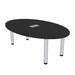 4 Person Powered Oval Shaped Conference Table Silver Post Legs 6'x4'