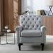 Linen Fabric Accent Chairs Modern Accent Armchair Comfy Reading Chair, Tufted Upholstered Comfortable Single Sofa Chair