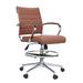 Swivel PU Leather Office Drafting Chair For Standing Table Mid-Back Ribbed Executive Ergonomic With Arms Wheels Task Computer