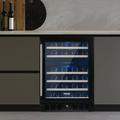 BENTISM 46 Bottle Wine Fridge Stainless Steel Wine Cooler Refrigerator with LED Light and Lock Freestanding Wine Cellars