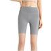 SMihono Women s Solid Color High Waist And Hip Lifting Exercise Fitness Tight Yoga Capris Summer Capris Running Leggings Compression Tights Tummy Control Leggings Scrunch Gray