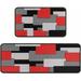 Kitchen Rugs Set of 2- Red Black and Grey Modern Geometric Non-Slip Washable Floor Mats - Comfort Sink and Laundry Room Runner - Contemporary Abstract Art Design Decor 17x47.2 and 17x30 inches