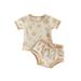 Newborn Baby Girl Clothes Floral Print Sleeveless Knit Romper Ruffle Bloomer Shorts Headband Set Infant Summer Outfits