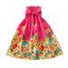 BULLPIANO 2-12 Years Girls Dress Summer Casual Boho Dress Floral Print Strapless High Waist Beach Dress