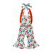 Thaisu Toddler Baby Girl Jumpsuit Overalls Sleeveless Halter Neck Floral Print Romper Bell-Bottoms Flare Pants