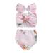 Qtinghua Toddler Baby Girls Bikini Set Swimsuit Sleeveless Floral Print Two Sided Top Shorts Swimwear Beachwear Pink Floral 3-4 Years