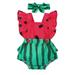 Infant Baby Girl Watermelon Patchwork Romper 6M 12M 18M 24M Sunsuit with Headband Baby Summer Backless One Piece Playsuit