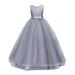 Girls Lace Dress Long A Line Tulle Wedding Pageant Party Prom Dresses Ball Gown