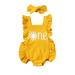 Gwiyeopda Toddler Baby Girl Jumpsuit Set Sun Print Ruffle Flying Sleeves Suspender Rompers and Headband