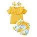 Stuff for First Thanksgiving Baby Girl Toddler Girls Short Sleeve Ruffles Ribbed Tops T Shirt Lemon Printed Shorts Headbands Outfits