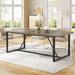 Ebern Designs Olek 70.86" Iron Trestle Dining Table Wood/Metal in Gray/Black | 29.52 H x 70.86 W x 31.49 D in | Wayfair