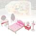 SEEKFUNNING 1:12 Dollhouse Miniature Pink Bedroom Dresser Bedside Table Bed Mirror Model Toy Play House Simulation Furniture Ornaments