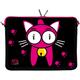 KITTY TO GO LS133-13 Designer Mac Book Tasche 13 Zoll aus Neopren passend als iPad Pro Case 12.9 bis 13.3 Zoll (33.8 cm) MacBook Air Hülle Katze schwarz-pink