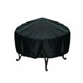 Round Outdoor Fire Pit Cover - Weather-Resistant Black Heavy Duty Vinyl PVC Round Fireplace Cover with Drawstring Closure