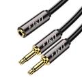 J&D 3.5mm Female to 2 x 3.5mm Male Stereo Audio Cable TS TRS Cable Gold Plated Copper Shell 3 ft