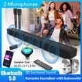 Karaoke Soundbar Speaker Bluetooth Subwoofer Surround Sound Bar Speaker TV Home Theater with 2 Wireless Microphones Stage Light for Adults and Kids Supports Bluetooth/Optical/Aux/Coax/HDMI