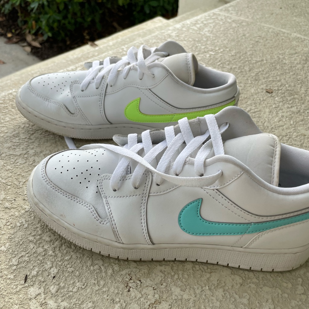 Nike Shoes | Limited Edition Nike Jordans! Each Nike Swoosh Is A Different Color. | Color: White | Size: 9