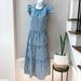 J. Crew Dresses | New J Crew Women's Petite Tiered Cotton Dobby Dress Cape Stripe Mp Nwt Midi | Color: Blue/White | Size: Mp