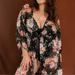 American Eagle Outfitters Tops | American Eagle Black Pink Floral Sheer Kimono Duster Cottagecore Cover-Up M | Color: Black/Pink | Size: M