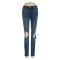 Free People Jeans - Mid/Reg Rise Skinny Leg Denim: Blue Bottoms - Women's Size 24 - Dark Wash