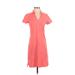 Tommy Hilfiger Casual Dress - Shift Collared Short sleeves: Orange Print Dresses - Women's Size X-Small