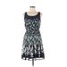 Lauren Conrad Casual Dress - Mini Scoop Neck Sleeveless: Teal Floral Dresses - Women's Size 6