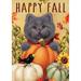 Toland Home Garden Toland Happy Fall Farm Cat Inch Fall Flag Halloween Double Sided Metal in Gray/Orange | 40 H x 28 W in | Wayfair 1012647