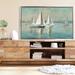 Longshore Tides Sailboats At Sunrise Crop by Danhui Nai - Floater Frame Painting on Canvas in Blue/Green/White | 39.5 H x 63.5 W x 2 D in | Wayfair