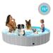 MAX Chill-Out 71 Foldable Dog Swimming Pool with Water Drainage Hole Collapsible Hard Plastic Wading Pool for Dogs & Kids Outdoor Pet Bath Tub X-Large