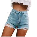 Casual Shorts for Women Women s High Waisted Ripped Denim Shorts Summer Distressed Ripped Jeans Short Stretchy High Waisted Sweatpant Flowy Running Shorts