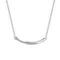 S925 Silver Cz Curved Half Bar Chain Necklace Sn285, Minimalistic Necklace, Gift For Her