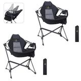 Nice C Hammock Camping Chair Swing Chair Folding Rocking Chair Camping Chair High Back with Stand Cup Holder Side Pocket Heavy Duty (Set of 2)