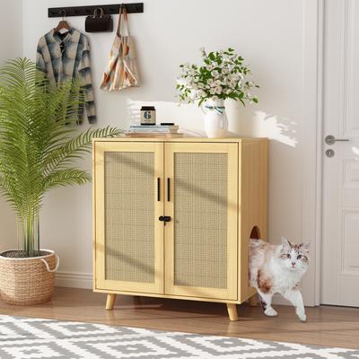 Cat Litter Box Enclosure 2-Door Storage Cabinet Bathroom Cabinet