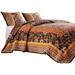 Dill 2 Piece Quilt Set, Bohemian, Jacobean Floral Print, Brown, Orange