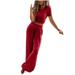 REORIAFEE Two Piece Outfits for Women Sweatsuits Set Clubwear Spring Outfits Casual Women s Summer Short Sleeve Crewneck Tops Long Pants Comfortable Homewear Two Piece Set Red XL