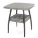 38 Inch Outdoor Bar Table, Gray Faux Wood Frame, Woven Resin Wicker - 38L x 38W x 42H, in inches