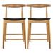 Set of 2 Solid Wood 25" Counter Height Bar Stools Barstools With Back Kitchen Island PU Leather Cushion Dining Elbow Kitchen