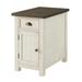 25 Inch Chairside End Table Cabinet, Drawer, USB Ports, White, Brown - 25 H x 24 W x 16 L Inches