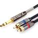 RCA to 1/4 Cable Quarter inch TRS to RCA (1/4 Stereo to 2 RCA) Audio Y Splitter Cable Insert Cable - 10 feet/3