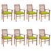 vidaXL Dining Chairs 8 pcs with Bright Green Cushions Solid Teak Wood - 22.8'' x 23.6'' x 35.4''