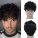 DOPI European And American Wigs For Men Short Curly Hair Black Chemical Fiber Wigs