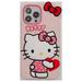 3D Bow Pink Brown Sanrio Hello kitty Stereoscopic Phone Cases For iPhone 14 13 12 11 Pro Max XR 2023 Back Cover Send Girlfriend