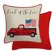 Jordan Manufacturing 18 x 18 Beige Land of the Free Truck Reversible Outdoor Throw Pillow (2-Pack)