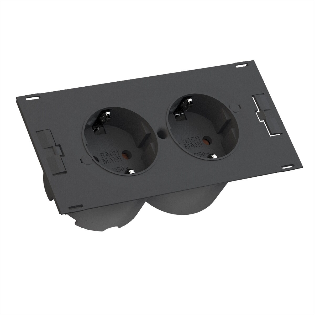 BACHMANN DUE 2x Schutzkontakt, incl. Anschlukabel GST18, schwarz, 0,2 m Image