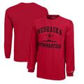 Youth Champion Scarlet Nebraska Huskers Icon Logo Long Sleeve Gymnastics T-Shirt